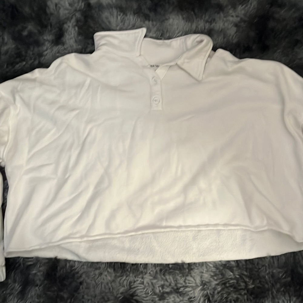 White Cropped Pullover Sweater